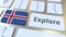 Explore word and national flag of Iceland on the buttons of the keyboard. 3D animation
