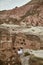 Explore the World. Young woman in hat, traveler admiring splendid view of a scenic landscape in Cappadocia, Turkey