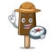Explorer chocolate ice cream mascot cartoon