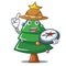 Explorer Christmas tree character cartoon