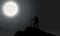 Explorer, A Climber Mountaineering, At The Mountaintop, Moonlight