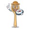 Explorer wooden fork mascot cartoon