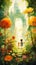 Exploring a Magical Garden: A Girl and Boy\\\'s Adventure in a Sunf