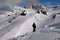 Exploring off piste area at the Meribel ski resort in France.