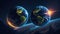 Exploring a planet like earth, 3D rendering of similar planet earth in space, planets from space at night, astronomy concept,