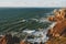 Exploring Portugal. Cabo da Roca ocean and mountains view