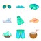 Exploring the seabed icons set, cartoon style