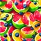 Exploring Summer\'s Bounty: AI-Created Illustration of Zesty Citrus and Red Fruits