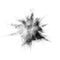 Explosion of black powder on white background