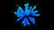 Explosion of blue powder on black background. 3d animation of particles as colorful background or overlays for effects