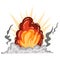 Explosion. Cartoon dynamite or bomb explosion, fire. Boom clouds and smoke element. Dangerous explosive detonation, Atomic bomb