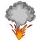 Explosion. Cartoon dynamite or bomb explosion, fire. Boom clouds and smoke element. Dangerous explosive detonation, Atomic bomb