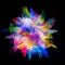 Explosion of colored powder on black background