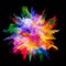 Explosion of colored powder on black background