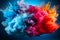 Explosion of colored powder, isolated. Power and art concept, abstract blast of colors. AI Generative