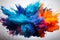 Explosion of colored powder, isolated. Power and art concept, abstract blast of colors. AI Generative