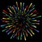 Explosion of fireworks. Glowing light effects. Abstract bright colorful lines, rays. Background with pyrotechnic salut. Vector.