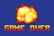 Explosion game over message pixel art style retro illustration