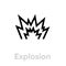 Explosion gun shot icon. Editable line vector.