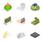 Explosion icons set, isometric style