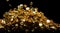 Explosion metallic gold glitter sequin sparkle. Golden Glitter sequin spark blink celebrate, blur foil explode in air, fly throw