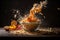 Explosion of taste, food explodes and scatters, cooking concept, AI Generated