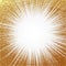 Explosion vector illustration. Sun ray or star burst element with sparkles. Gold Christmas element Golden glow glitter. Light rays
