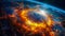 Explosion of a volcano in the planet\\\'s stratosphere, space as a dream of mankind, AI generated