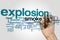 Explosion word cloud concept on grey background