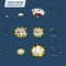 Explosions icons set on white background. Cartoon comic boom effects for emotion. Vector style. Bang burst explode flash