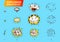 Explosions icons set on white background. Cartoon comic boom effects for emotion. Vector style. Bang burst explode flash
