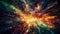 Explosive abstract big bang ignites multi colored galaxy backdrop generated by AI