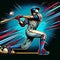 Explosive Baseball Hit: An Action-Packed Illustration