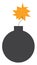 Explosive bomb string on fire vector or color illustration