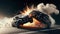 Explosive Car Crash on the Road - AI Generated Illustration, realistic
