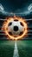 Explosive energy captured in a fiery soccer ball moment