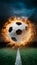 Explosive energy captured in a fiery soccer ball moment