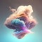 Explosive multicolored cloud, colorful smoke and dust on a minimalistic background