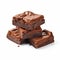 Explosive Pigmentation: Three Brownies On A Clean White Background