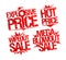 Explosive price, hot price, wipeout sale and mega blowout sale rubber stamps