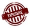 Explosive - red round grunge button, stamp
