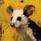 Explosive Wildlife: Black And White Mouse In Vibrant Yellow