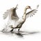 Explosive Wildlife: Digital Art Of A White Swan Spreading Its Wings