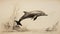 Explosive Wildlife: A Meditative Cartoon Dolphin In Rick Amor Style