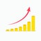 Exponential growth graph with stacks of coins