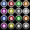 Export database white icons in round glossy buttons on black background