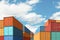 Export import cargo containers bulk in port or harbor 3d illustration