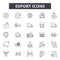 Export line icons, signs, vector set, outline illustration concept