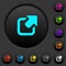 Export symbol with upper right arrow dark push buttons with color icons