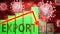 Exporters, Covid-19 virus and economic crisis, symbolized by graph with word Exporters going down to picture that coronavirus